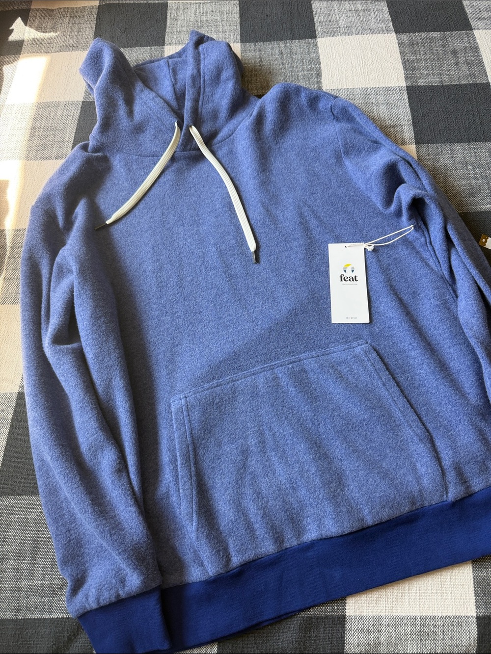 Feat Men's cobalt Blue Fleece Hoodie with Contrast Hem